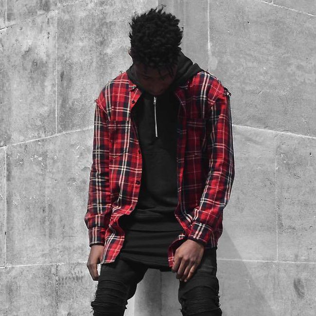 red plaid shirt khaki pants