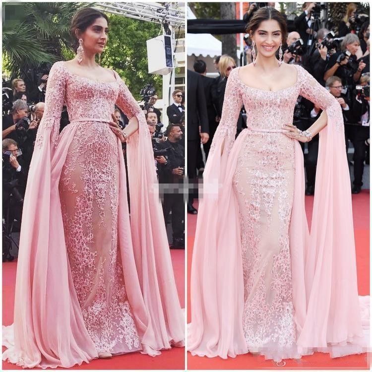 Sonam Kapoor Elie Saab Overskirt Evening Dresses 2017 Pink ...