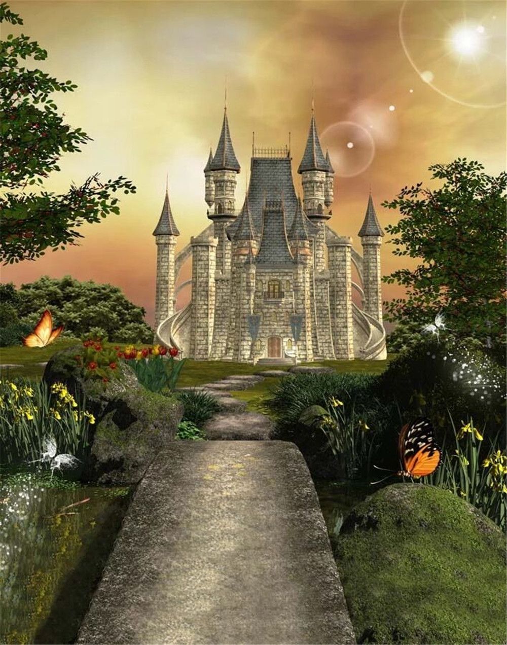 2018 Long Road To Vintage Castle Photo Studio Backgrounds Trees