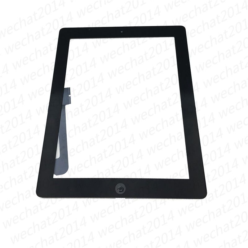Touch Screen Glass Panel with Digitizer Buttons Adhesive for iPad 2 3 4 Black and White