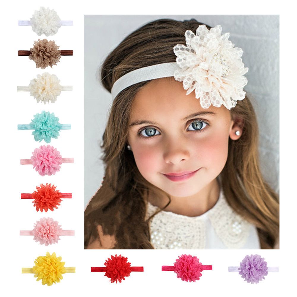 Baby Girl Headband Elastic Hair Band Flower Bow Hair Accessories Christening