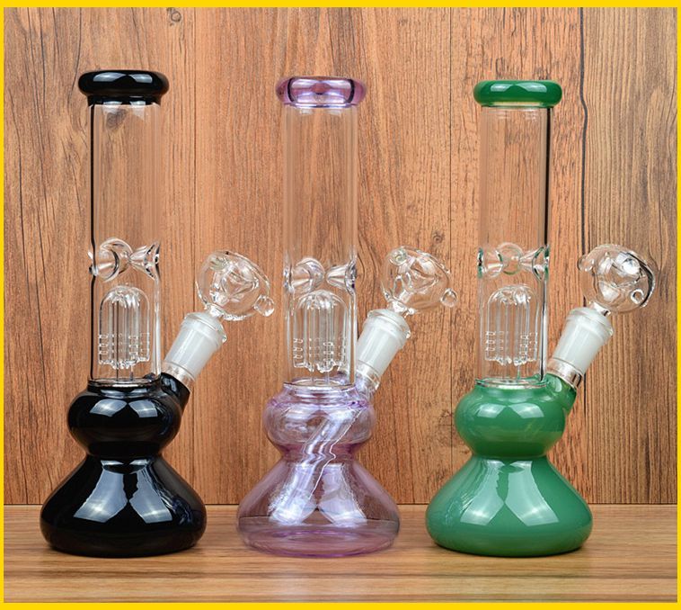 2019 10 Tall Colorful Water Bongs Glass Pipes 18mm Heady Recycler Rigs
