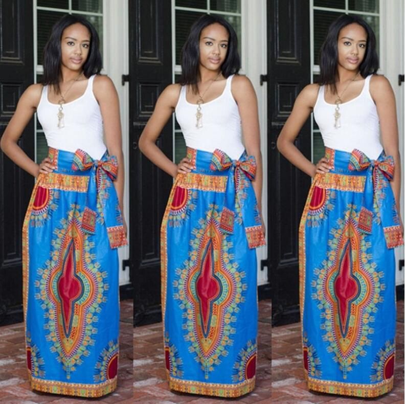 African Dresses For Female Skirts African Tribes Totem Print Vintage A-Line Beach Skirts Women All-Match Casual Dashiki Skirts African Dresses Casual ...