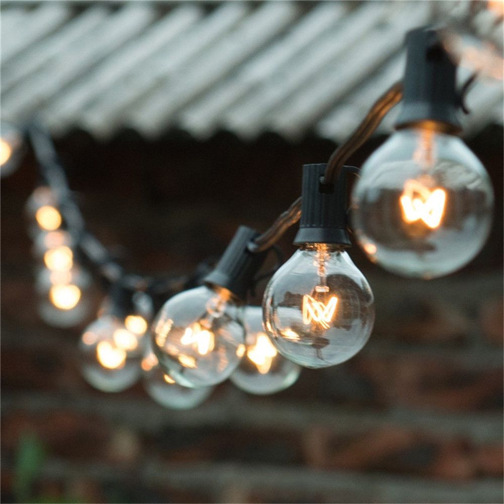 String Lights 25ft Clear Globe Bulb G40 Light Set With 25 Bulbs Included Patio Holiday Lamp