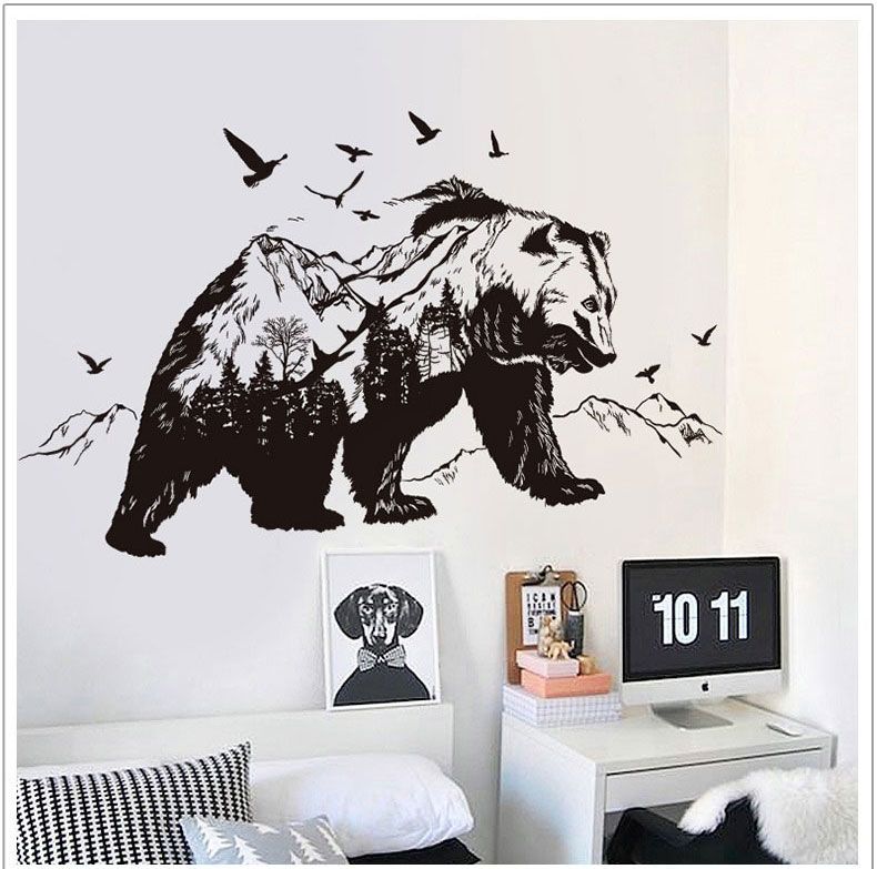 Black Bear Wall Stickers For Children Animals Wall Art Stickers Home