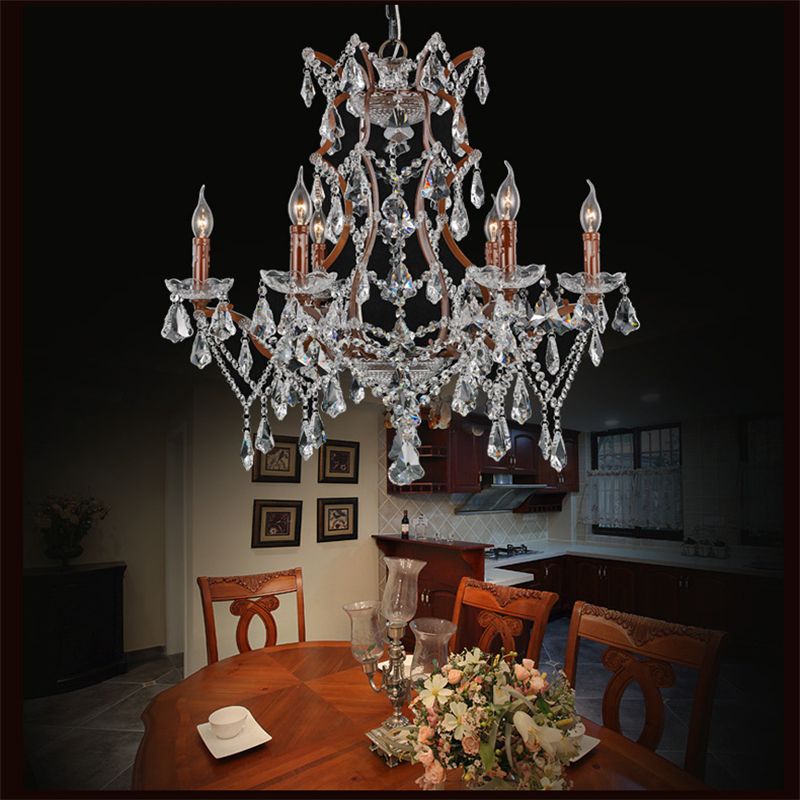 K9 Crystal Wrought Iron Chandeliers European Luxury Suspension K9 Crystal Wrought Iron Chandeliers European Luxury Suspension Lighting Living Room Bedroom Art Deco Hanging Lamp Bronze Pendant Light Blue