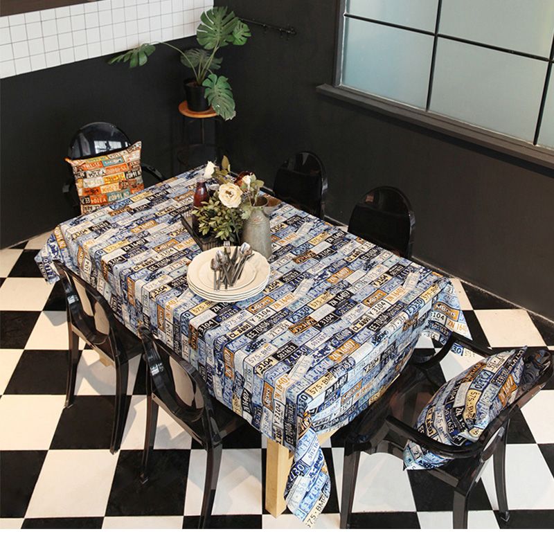 American Style Canvas Tablecloth Personalized License Plate Table American Style Canvas Tablecloth Personalized License Plate Table Cloth Retro Printed Household Covers For Wedding Party Home Contemporary Tablecloths