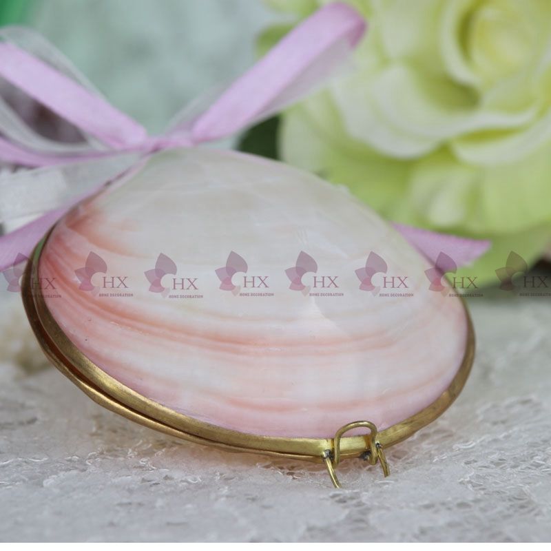 Pink Shell Jewelry Box Natural Shell Beach Wedding Ring Bearer