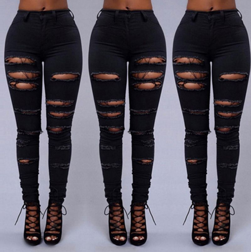 high waisted ripped denim jeans