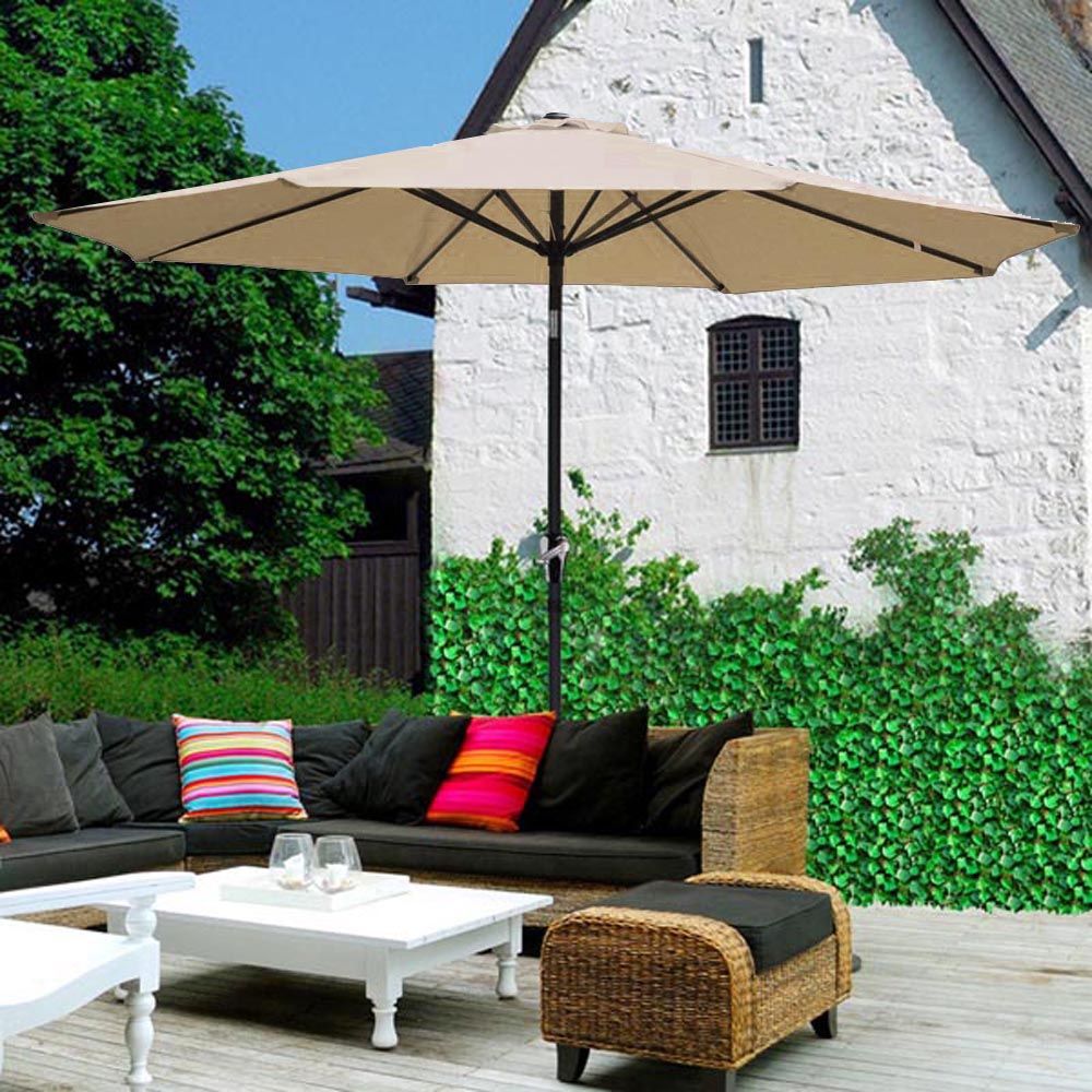 9 Ft Patio Umbrella Patio Market Steel Tilt With Crank Outdoor