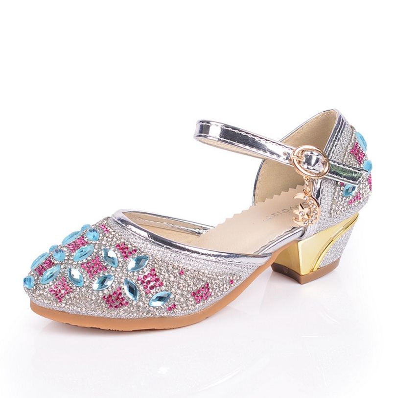 Girls Baotou Rhinestone Princess Shoes Children'S High Heeled Girls Baotou Rhinestone Princess Shoes Children'S High Heeled Shoes In The Big Child Students Colorful Rhinestones Dance Shoes Kids Shoes On Sale Kids ... - Girls Baotou Rhinestone Princess Shoes Children'S High Heeled