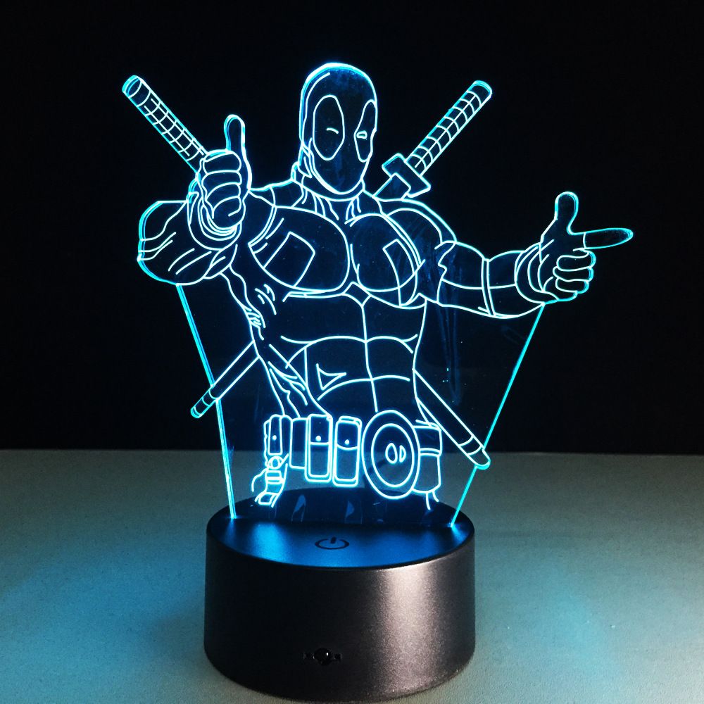 2019 Deathpool 3D Optical Illusion Lamp Night Light DC 5V 2019 Deathpool 3D Optical Illusion Lamp Night Light DC 5V