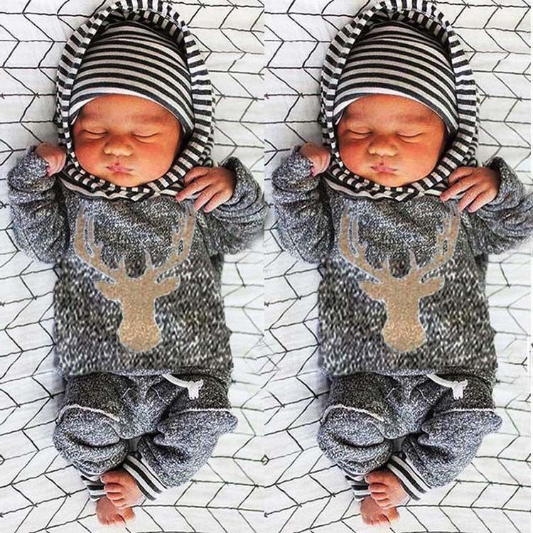 2020 Grey Color Baby Boy Kids Clothes Spring Baby Outfit Long Sleeve