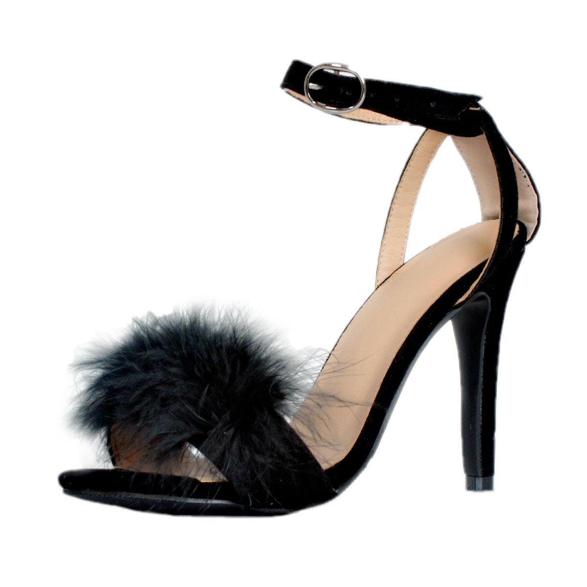 heels with fur ball