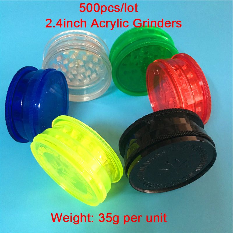 2020 Wholesale Cheap 2.63 Inch Six Color Acrylic Herb Grinders 3 Parts