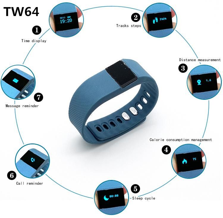 Fitbit Fit Bit Waterproof IP67 Smart Wristbands TW64