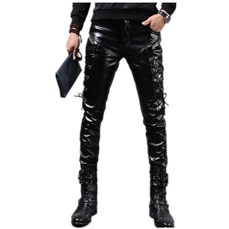 2020 Wholesale New Winter Mens Skinny Biker Leather Pants Fashion Faux ...