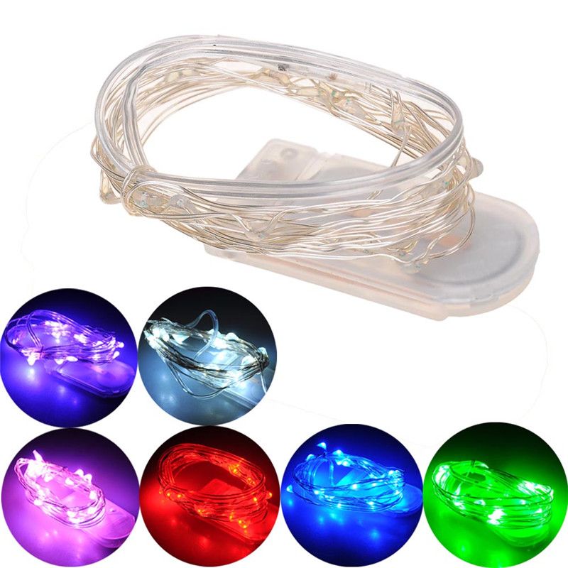 2M 20 LEDs Led String CR2032 Battery Operated Micro Mini Lighting Copper Silver Wire Starry LED