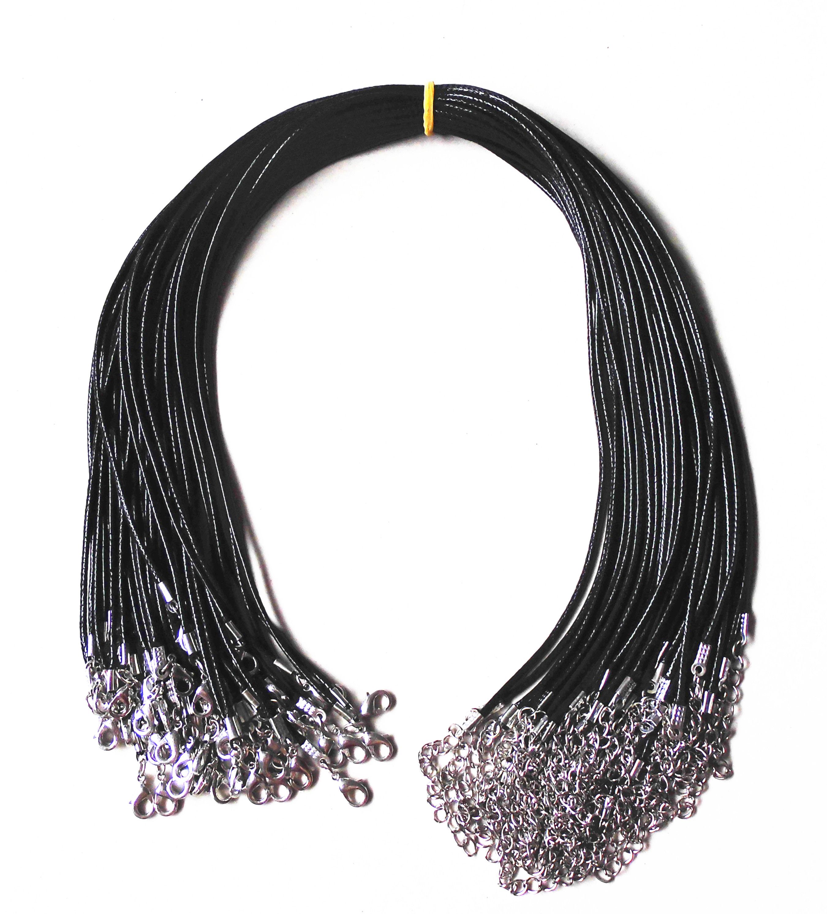 2020 17 Black Leather Necklace Cord Chain 1.5mm 2 Extension Chain Diy