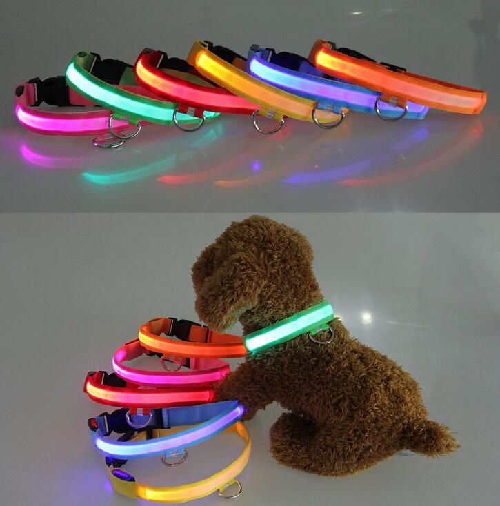 2019 LED Nylon Pet Dog Collar Night Safety LED Light Flashing Glow In