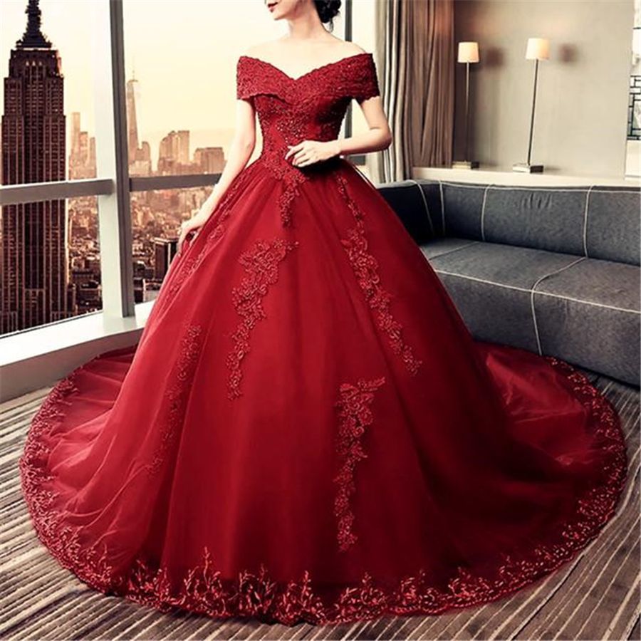 maroon wedding dresses with sleeves