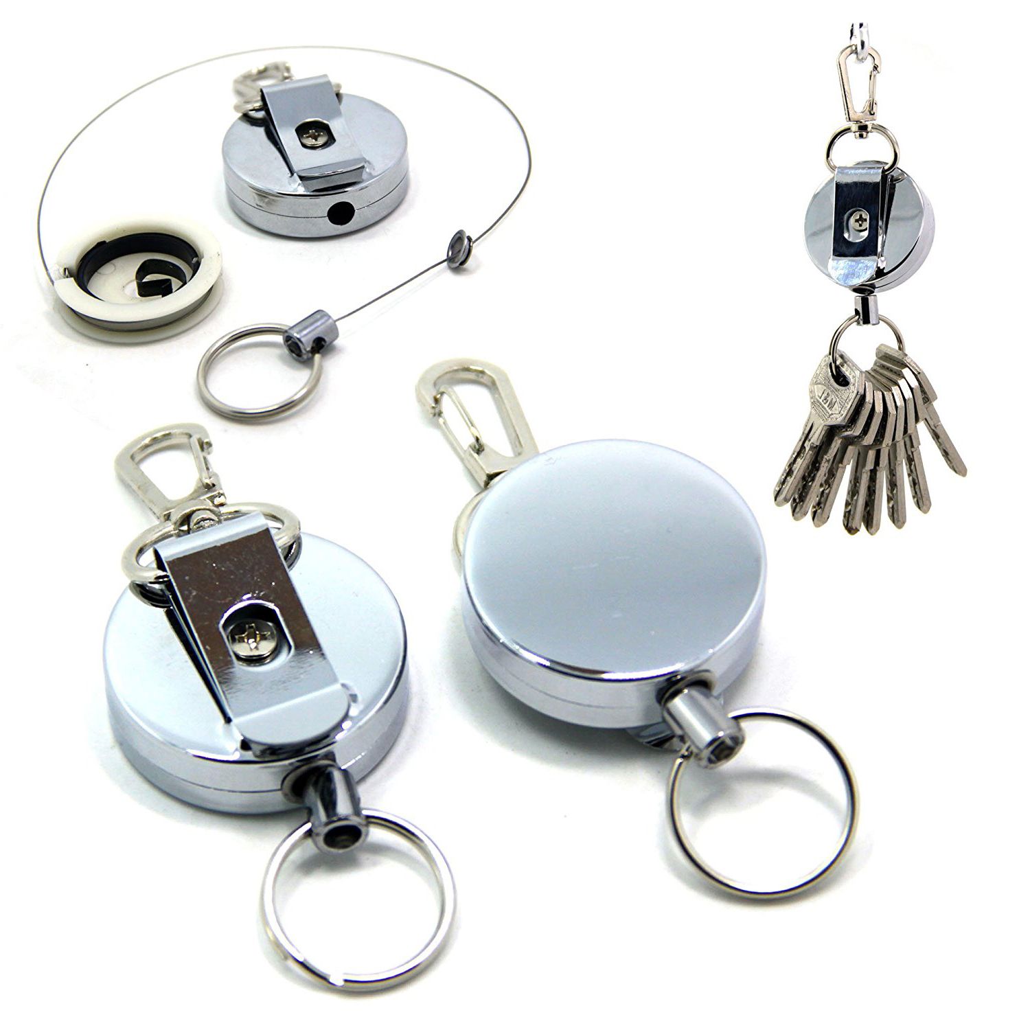 Key Organization Portable Metal Retractable Key Chain Keys Reel Badge