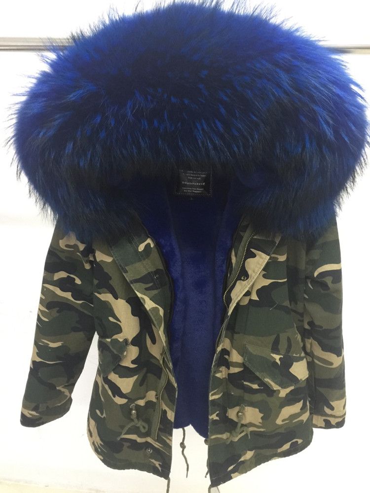 2019 Womens Furs Camouflage Military Jacket Ladies Short Furs Parkas