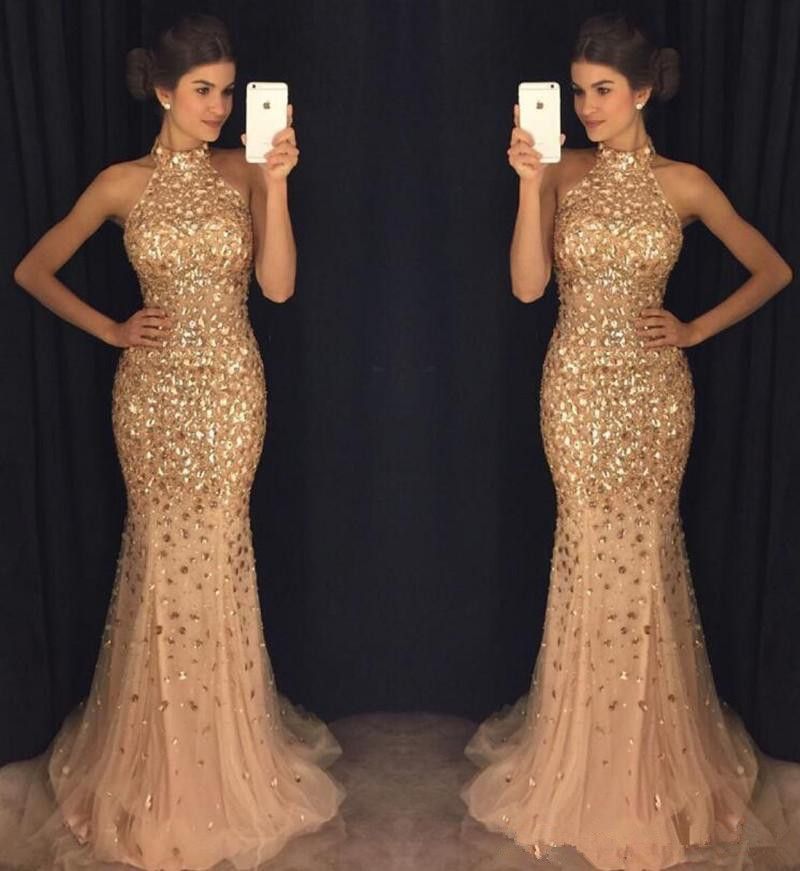 gold mermaid dress with train