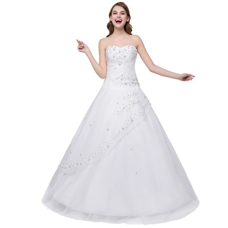 In Stock Sweetheart Cheap Wedding Dresses Made In China Embroidered