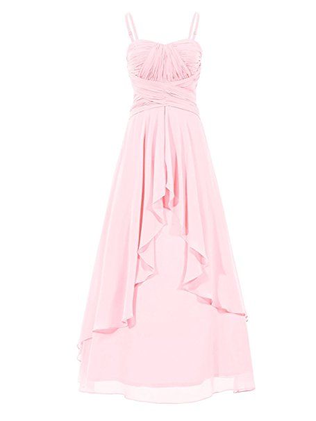 Pink Cheap Bridesmaid Dress  Long Chiffon Beach Bridesmaid 