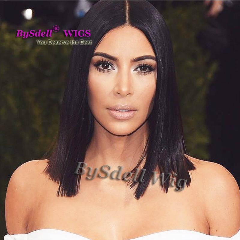 New Celebrity Kim Kardashian Short Black Hairstyle Wig Synthetic