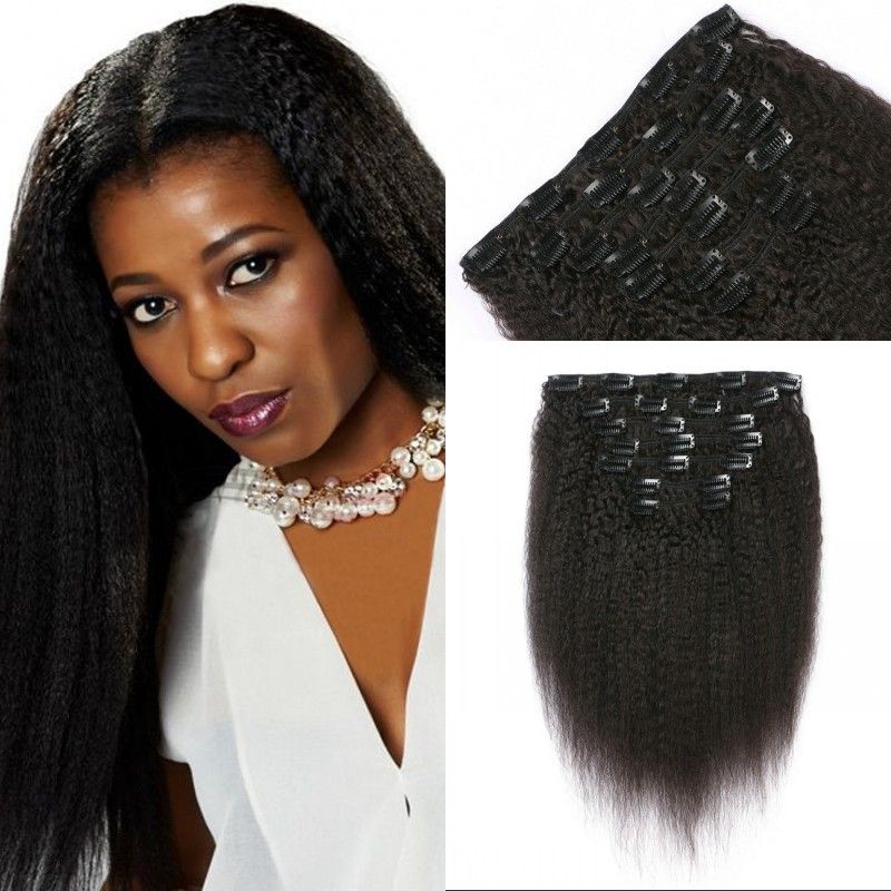 Clip In Hair Extensions Bundles For Black Women Kinky Straight