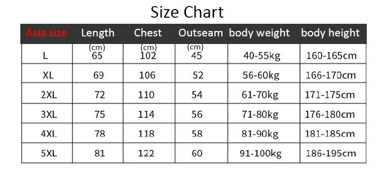 Asian Size Chart