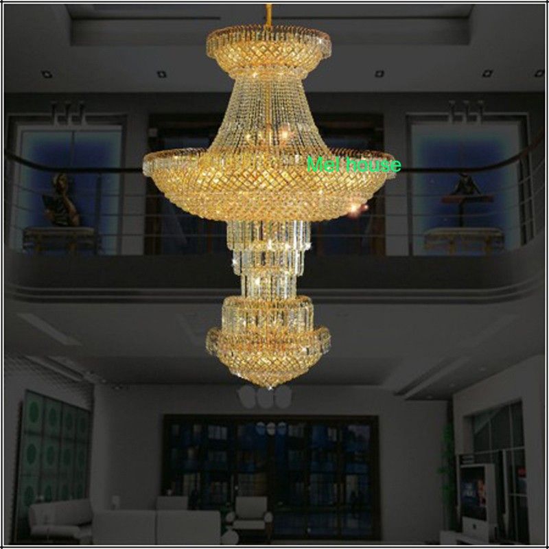 Luxury Europe Large Villa Staircase Gold Er Crystal Chandelier Luxury Europe Large Villa Staircase Gold Er Crystal Chandelier Light Fixture Church Classic Fitment Hotel Hall Bubble