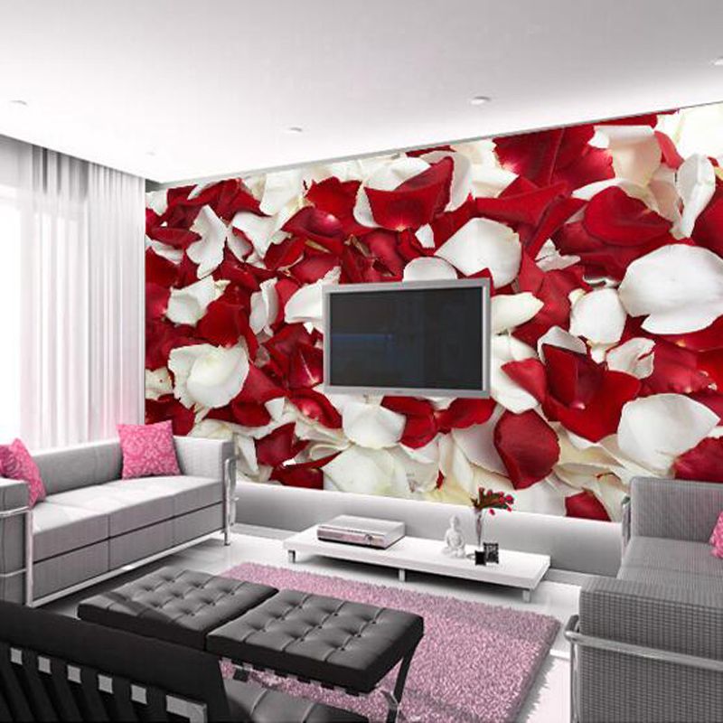 Wholesale Great Wall 3d Rose Petals Floral Wallpaper Murals For