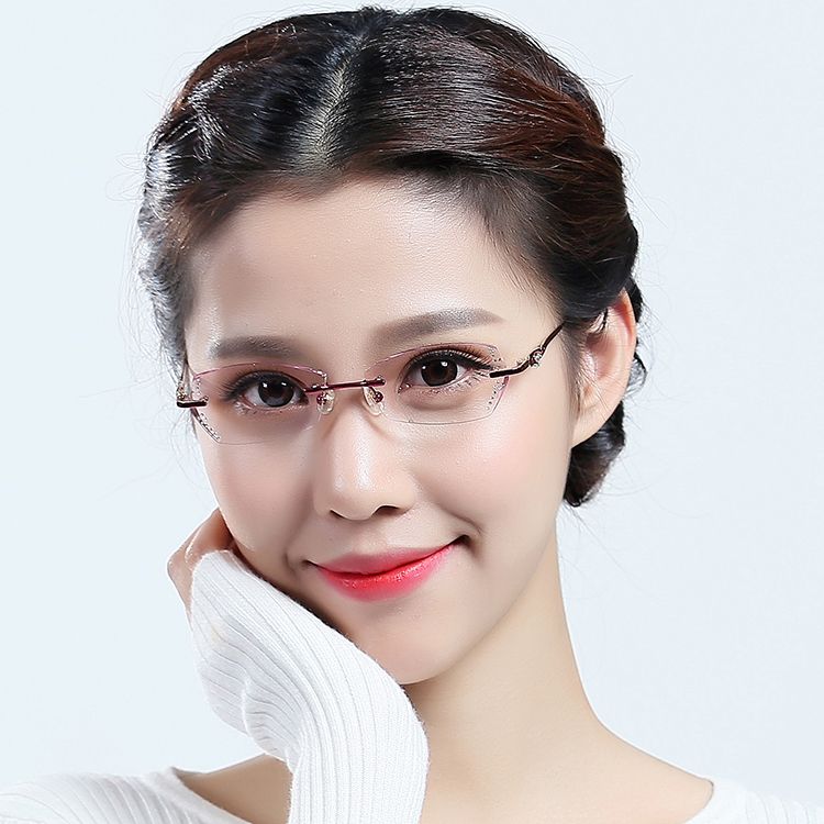 Wholesale High Quality Trimmed Eyeglass Frame Woman Rimless Plain Frame ...