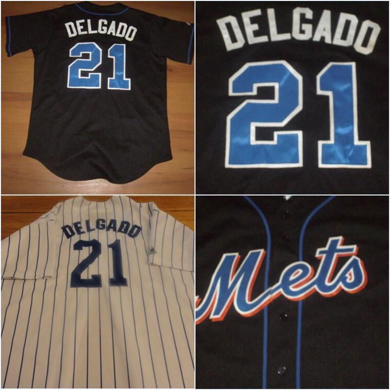 2019 Men&#39;S Throwback Black NY Mets #21 Carlos Delgado Baseball Jersey Cheap Authentic Stitched ...