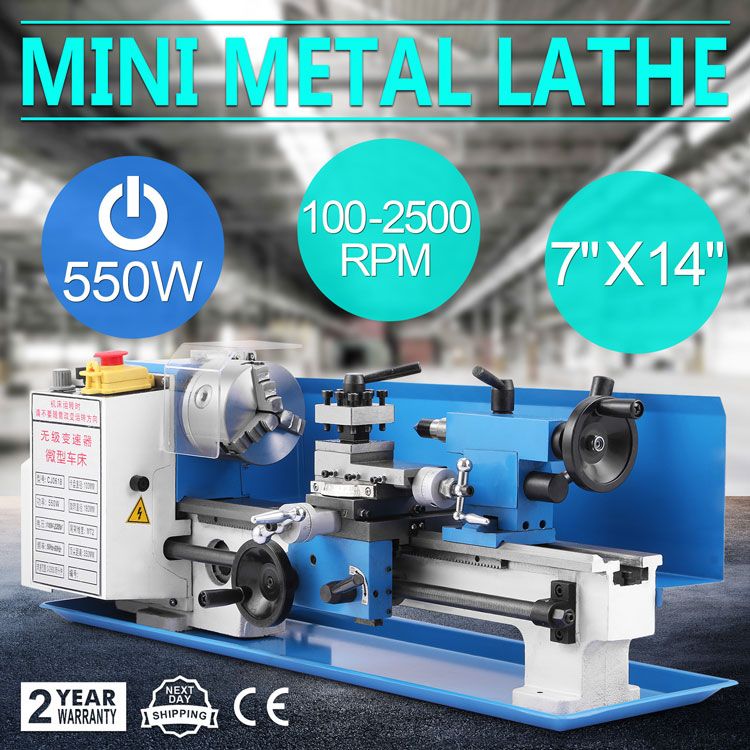 550w Precision Mini Metal Lathe Metalworking Variable Speed Tooling