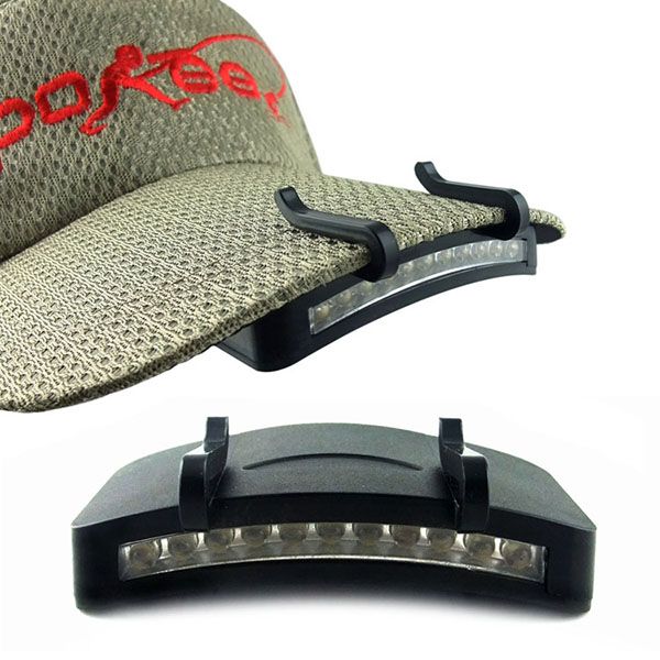 11 led clip on cap hat light camping walking working jogging clip on