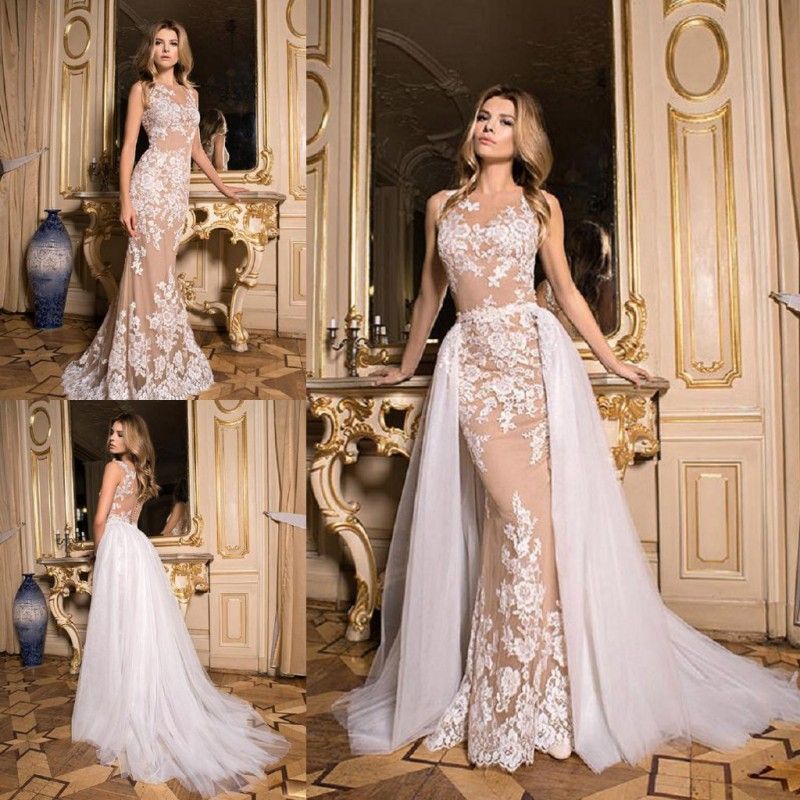 wedding dress detachable train
