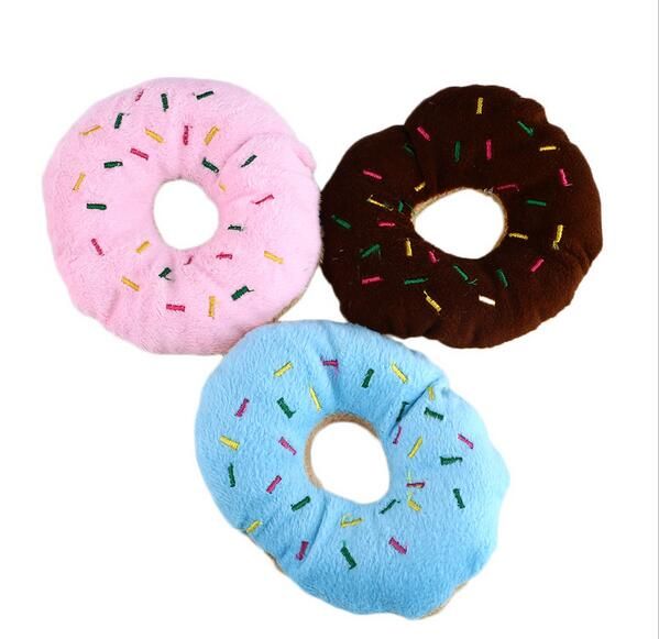 Sightly Lovely Pet Dog Puppy Cat Squeaker Quack Sound Toy Chew Donut Jugar Juguetes G856