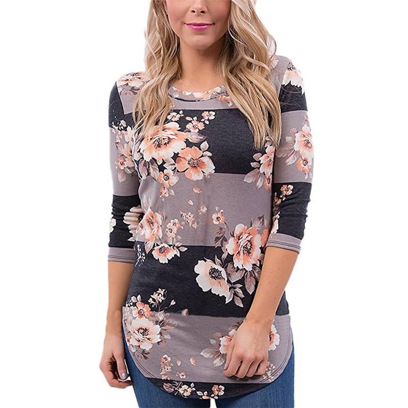 2019 plus size v neck floral t shirt