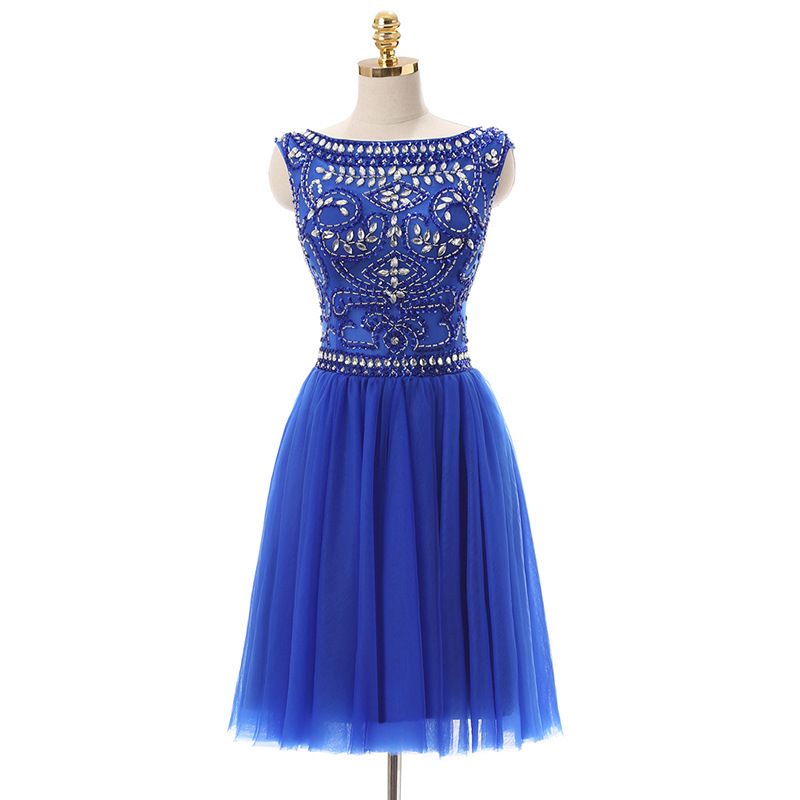 Grosshandel Perlen Scoop Neck Tull Homecoming Kleid Konigsblau Short Prom Kleider Elegantes Party Kleid Knielang Von Sarawedding 57 28 Auf De Dhgate Com Dhgate