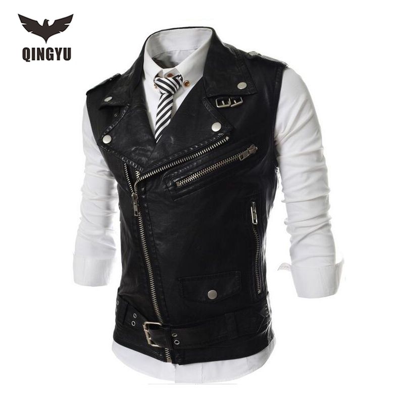2019 Whole 2018 New Brand Mens Leather Motorcycle Vest Harley 2019 Whole 2018 New Brand Mens Leather Motorcycle Vest Harley Red Waistcoat Steampunk Rock Slim Zipper Sleeveless Jacke From