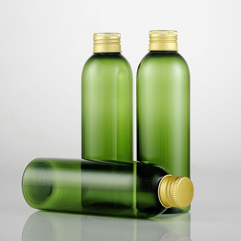 X200ml Breeze Lotion Empty Cosmetic Green Bottle With Gold Lid For