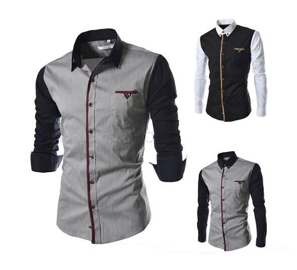 new mens business shirt casual long sleeved stitching sleeve t shirt design popular dress casual shirts men canada 2019 from wumartstore888 cad popular shirt design