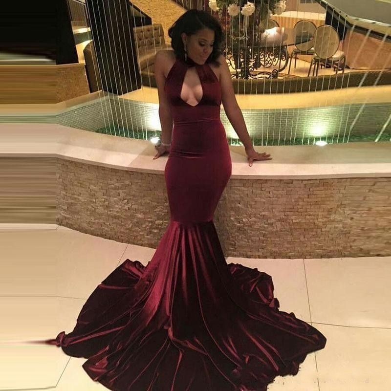 burgundy mermaid dress prom