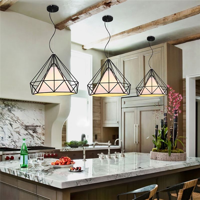 compre lampara vintage lampara de techo industrial jaula de pajaros iluminacion colgante para cocina comedor bar pasillo lampara colgante de piramide