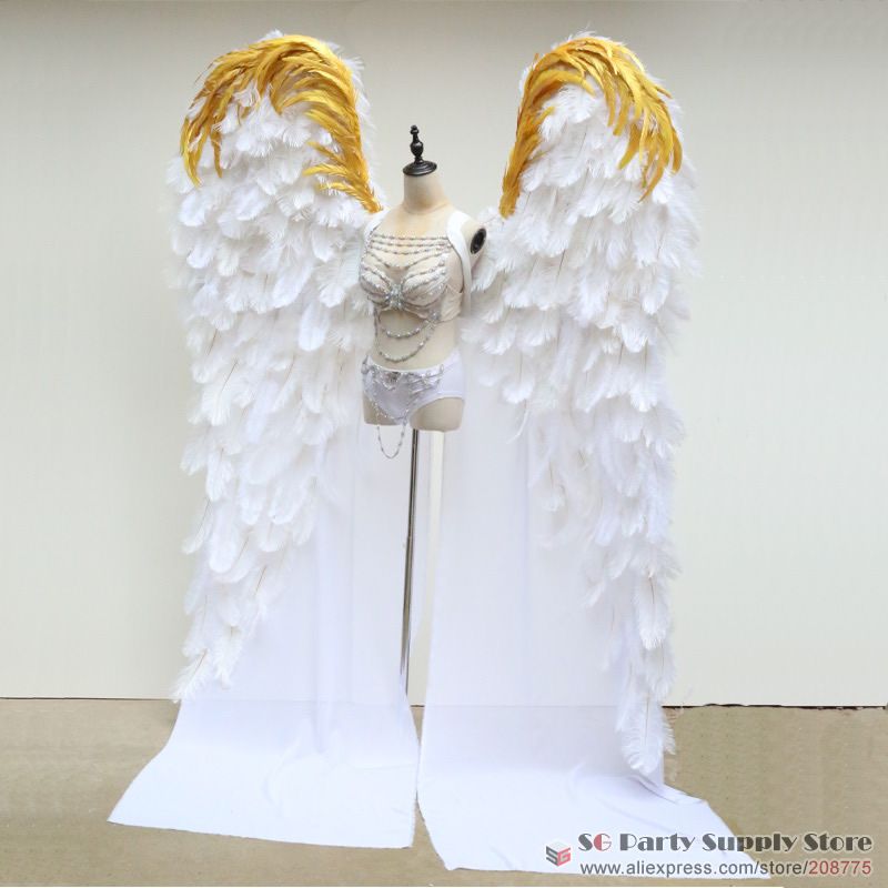 haute quaity ailes luxe blanc d'ange de plumes d'autruche mariage bar maison décoration bricolage props belle props tir EMS livraison gratuite