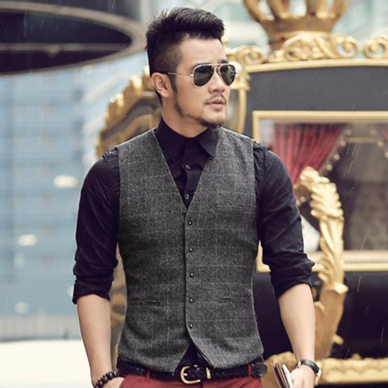 Wholesale- Men Suit Vests Autumn 2016 New Arrival Mens Slim Fit Plaid ...